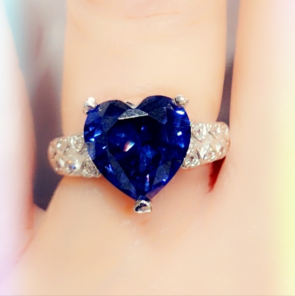 Tanzanite Heart & Topaz Sterling Silver Gemstone Ring